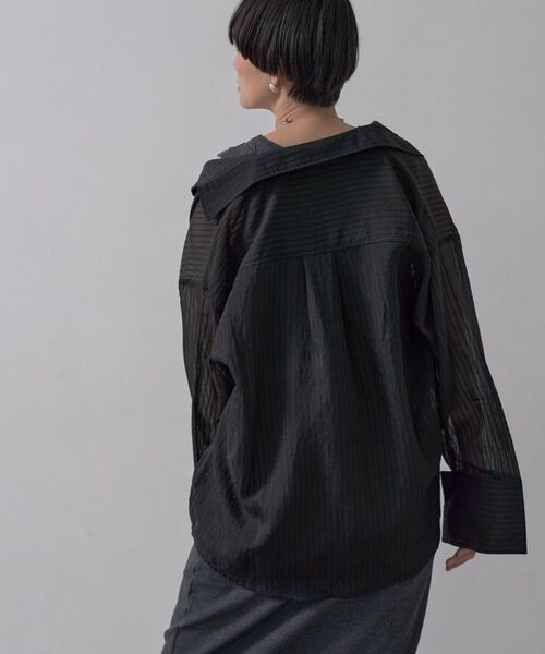 GALLEST / ギャレスト シャツ・ブラウス | ワイドカフスシアーストライプシャツ/秋服/シアーシャツ | 詳細21