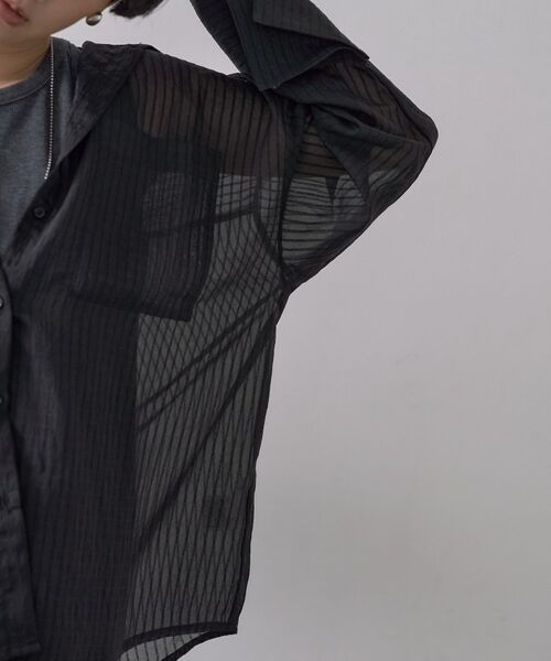 GALLEST / ギャレスト シャツ・ブラウス | ワイドカフスシアーストライプシャツ/秋服/シアーシャツ | 詳細23