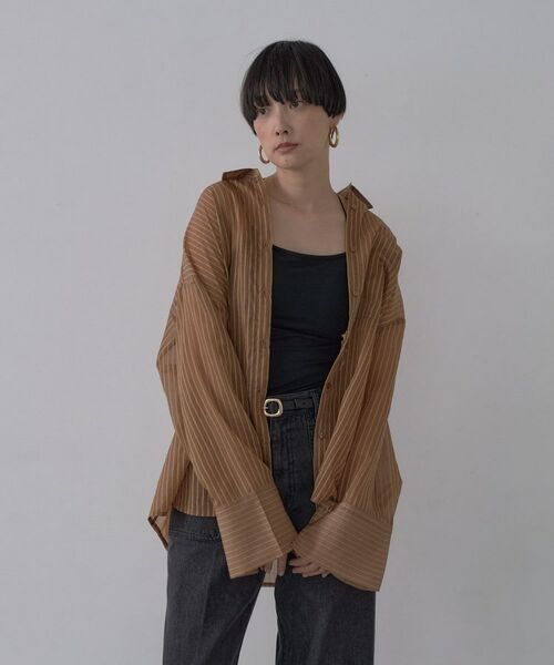 GALLEST / ギャレスト シャツ・ブラウス | ワイドカフスシアーストライプシャツ/秋服/シアーシャツ | 詳細26