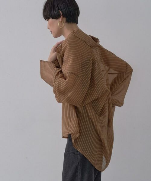 GALLEST / ギャレスト シャツ・ブラウス | ワイドカフスシアーストライプシャツ/秋服/シアーシャツ | 詳細28