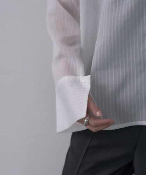 GALLEST / ギャレスト シャツ・ブラウス | ワイドカフスシアーストライプシャツ/秋服/シアーシャツ | 詳細8