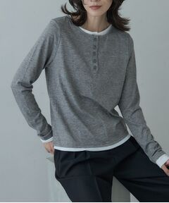 GALLEST / ギャレスト カットソー | バイカラーヘンリーネックレイヤーカットソー