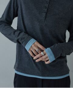 GALLEST / ギャレスト カットソー | バイカラーヘンリーネックレイヤーカットソー