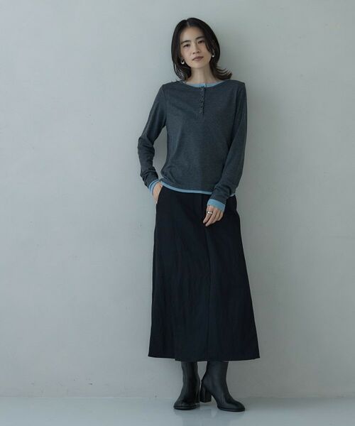 GALLEST / ギャレスト カットソー | バイカラーヘンリーネックレイヤーカットソー | 詳細1