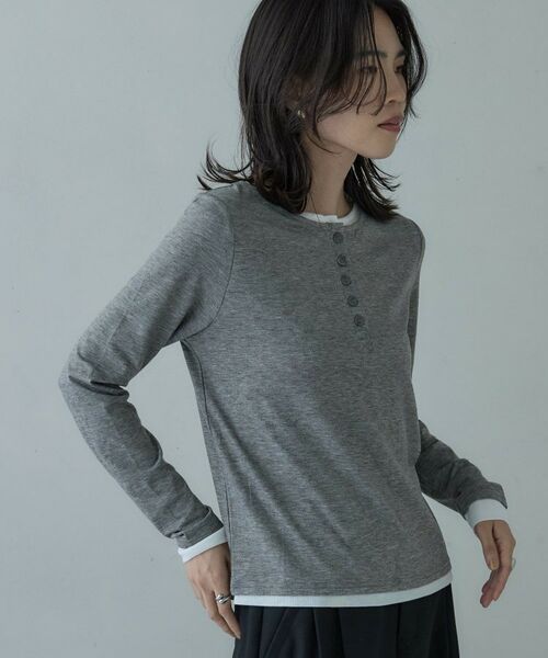 GALLEST / ギャレスト カットソー | バイカラーヘンリーネックレイヤーカットソー | 詳細14