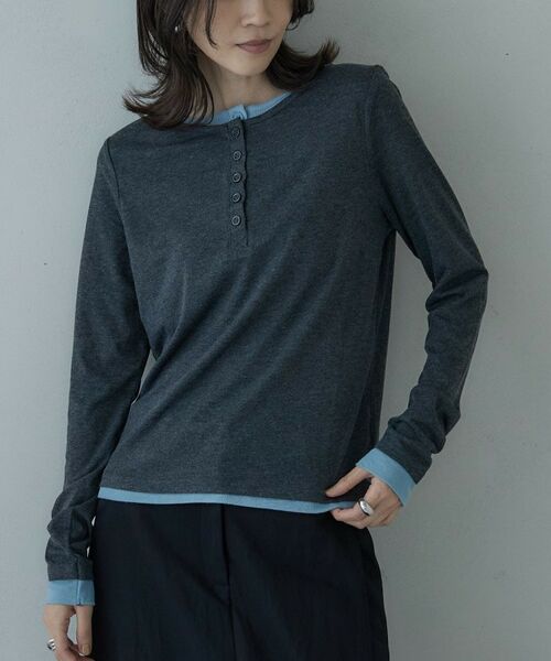 GALLEST / ギャレスト カットソー | バイカラーヘンリーネックレイヤーカットソー | 詳細3