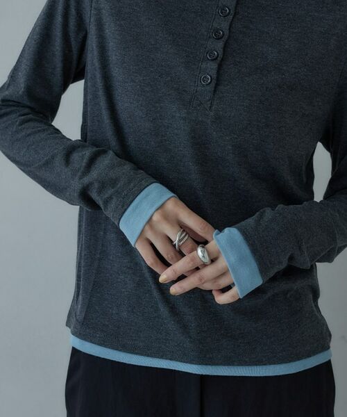 GALLEST / ギャレスト カットソー | バイカラーヘンリーネックレイヤーカットソー | 詳細7