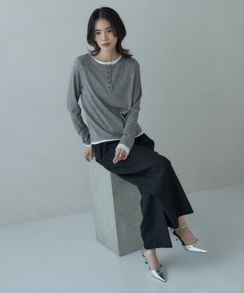 GALLEST / ギャレスト カットソー | バイカラーヘンリーネックレイヤーカットソー | 詳細8