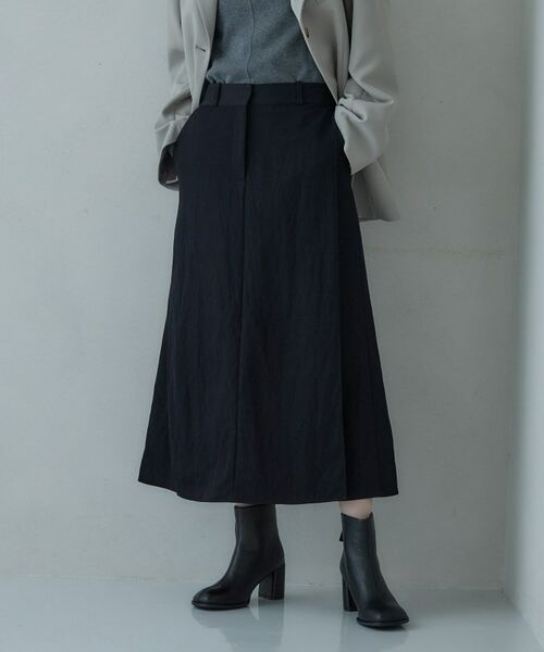 GALLEST / ギャレスト ロング・マキシ丈スカート | シャインツイルラップスカート（ブラック(019)）