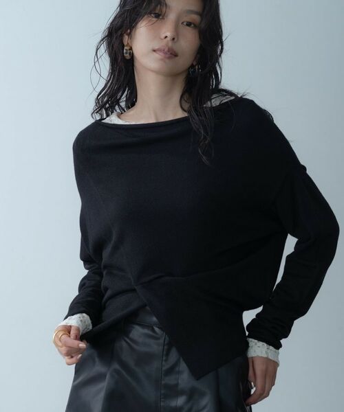 GALLEST / ギャレスト ニット・セーター | 2Wayドレープスリットニット（ブラック(019)）