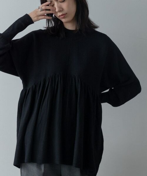 GALLEST / ギャレスト ニット・セーター | ペプラムハイネックニット（ブラック(019)）