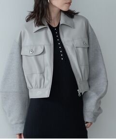 GALLEST / ギャレスト レザーブルゾン・ジャケット | レザー調メルトンMIXブルゾン