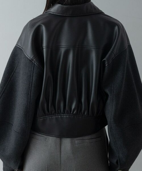 GALLEST / ギャレスト レザーブルゾン・ジャケット | レザー調メルトンMIXブルゾン | 詳細14
