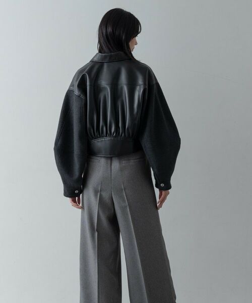 GALLEST / ギャレスト レザーブルゾン・ジャケット | レザー調メルトンMIXブルゾン | 詳細17