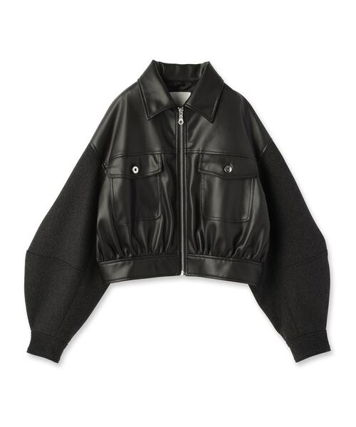 GALLEST / ギャレスト レザーブルゾン・ジャケット | レザー調メルトンMIXブルゾン | 詳細2