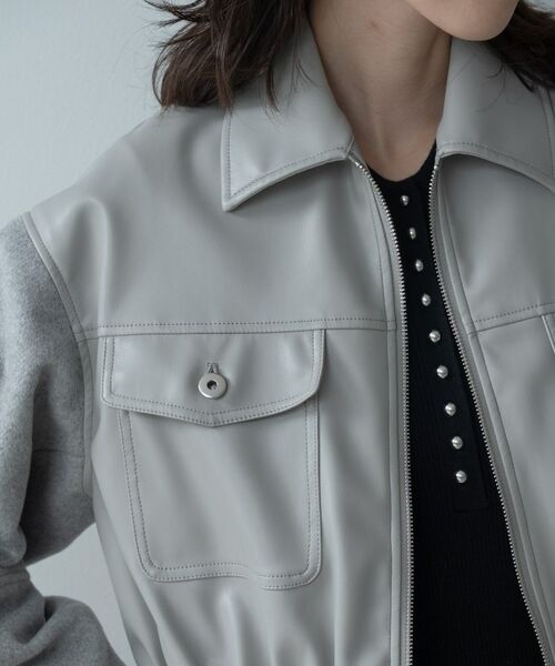 GALLEST / ギャレスト レザーブルゾン・ジャケット | レザー調メルトンMIXブルゾン | 詳細6