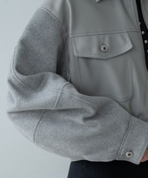 GALLEST / ギャレスト レザーブルゾン・ジャケット | レザー調メルトンMIXブルゾン | 詳細7