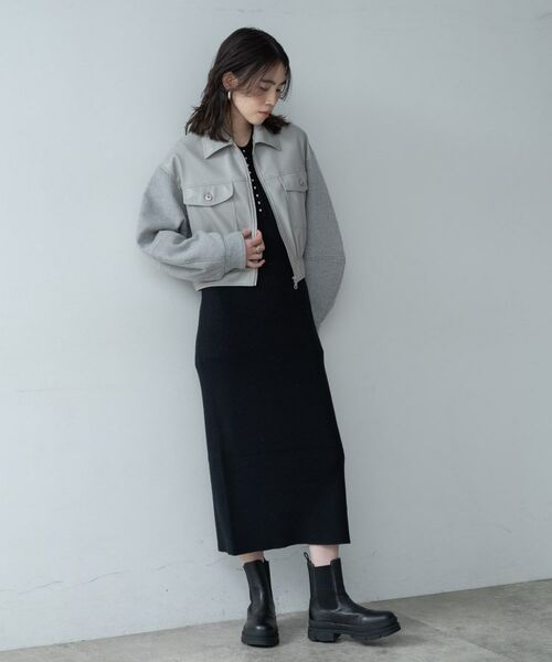 GALLEST / ギャレスト レザーブルゾン・ジャケット | レザー調メルトンMIXブルゾン | 詳細9