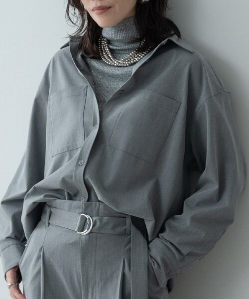 GALLEST / ギャレスト シャツ・ブラウス | Timeless｜ウーステッドライクフォルムシャツ【セットアップ対応】（ライトグレー(011)）