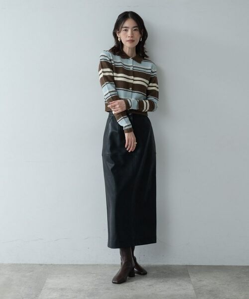 GALLEST / ギャレスト カーディガン・ボレロ | ヘアリーボーダーポロニット | 詳細1