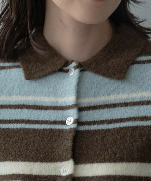 GALLEST / ギャレスト カーディガン・ボレロ | ヘアリーボーダーポロニット | 詳細9