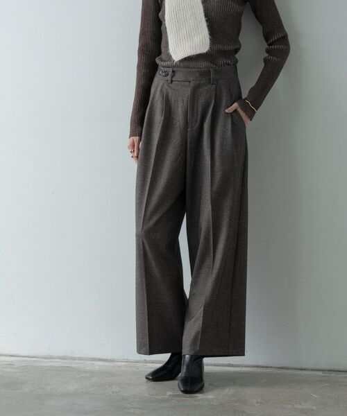 GALLEST / ギャレスト パンツ | ツイードタックワイドパンツ(ブラウン(443))