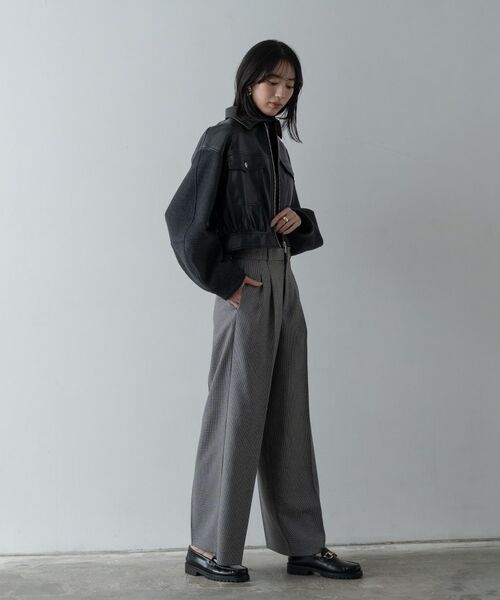 GALLEST/ギャレスト ガンクラブチェックワイドパンツ ブラック(219) 38(M)