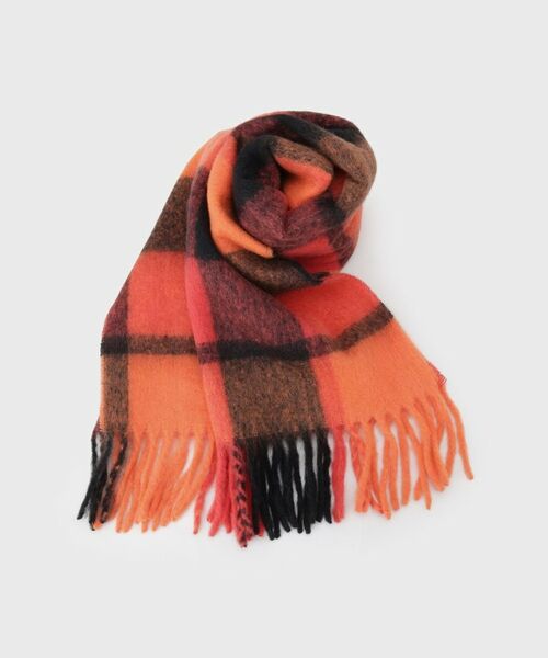 GALLEST / ギャレスト マフラー・ショール・スヌード・ストール | チェックストール（オレンジ(267)）