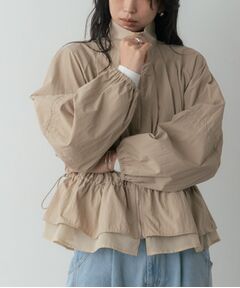 GALLEST / ギャレスト レザーブルゾン・ジャケット | シャーリングペプラムブルゾン