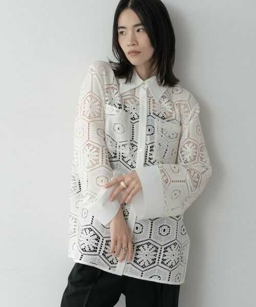 GALLEST / ギャレスト シャツ・ブラウス | 幾何柄レースビッグシャツ | 詳細11