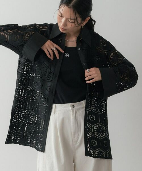 GALLEST / ギャレスト シャツ・ブラウス | 幾何柄レースビッグシャツ | 詳細15