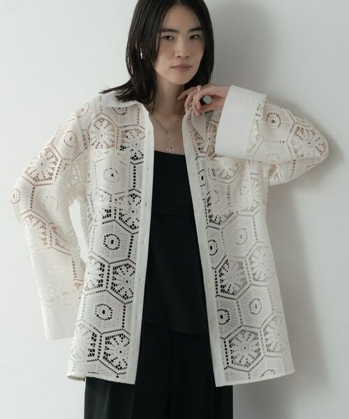 GALLEST / ギャレスト シャツ・ブラウス | 幾何柄レースビッグシャツ | 詳細5