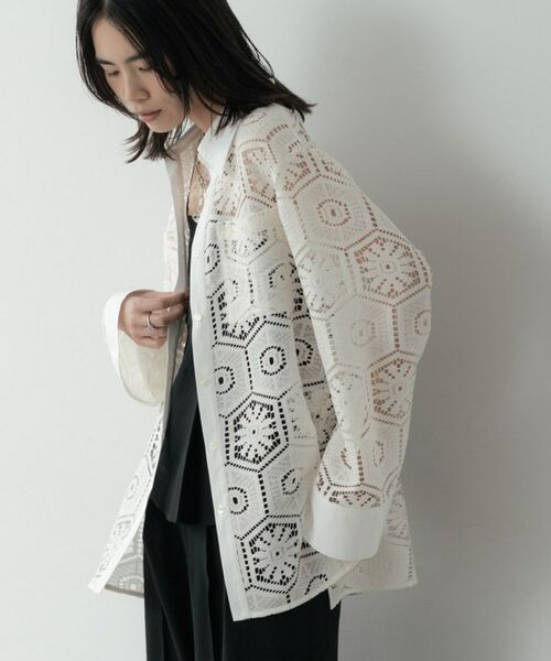 GALLEST / ギャレスト シャツ・ブラウス | 幾何柄レースビッグシャツ | 詳細7