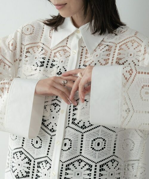 GALLEST / ギャレスト シャツ・ブラウス | 幾何柄レースビッグシャツ | 詳細9