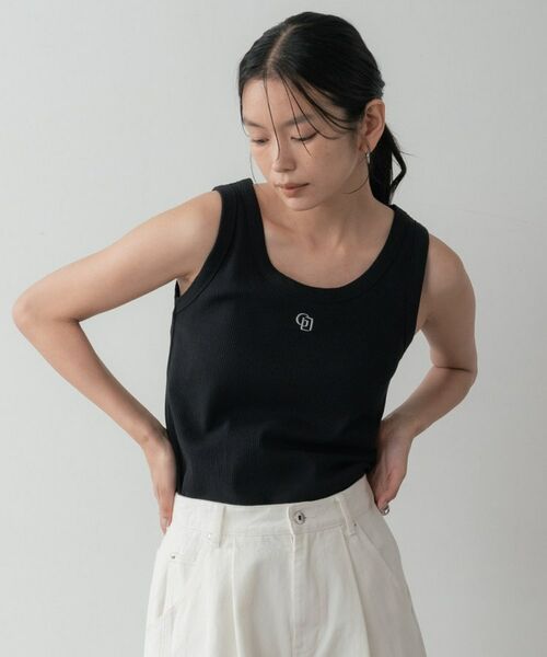 GALLEST / ギャレスト キャミソール・チューブトップ | ロゴ刺繍リブタンクトップ（ブラック(019)）