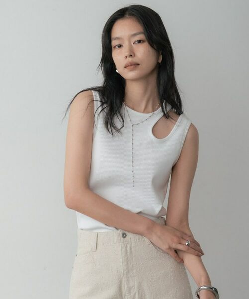 GALLEST / ギャレスト キャミソール・チューブトップ | アシメリブタンクトップ（ホワイト(001)）