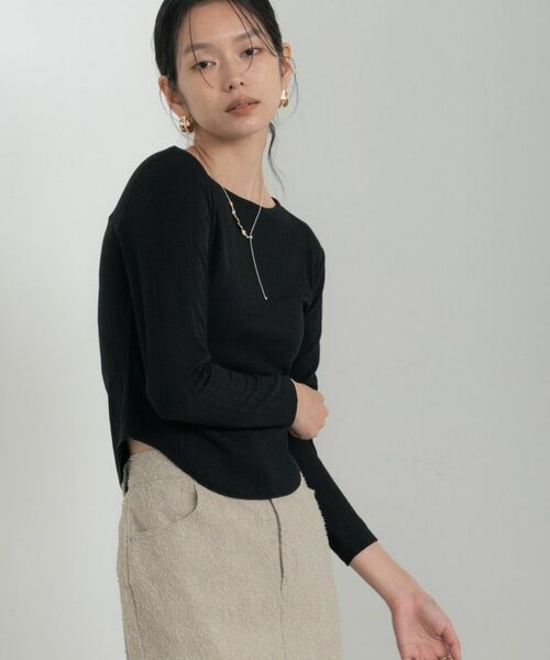 GALLEST / ギャレスト カットソー | バックオープンリブ長袖Tシャツ | 詳細15