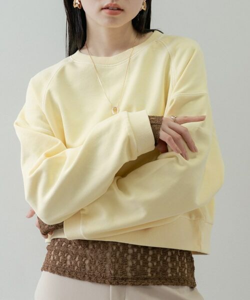 GALLEST / ギャレスト スウェット | ワイドスリーブカラースウェット（ライトイエロー(030)）