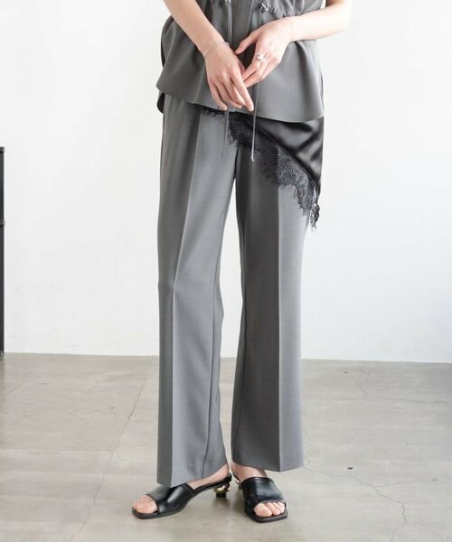 GALLEST / ギャレスト パンツ | Comfy SET UP|ストレートフレアパンツ【セットアップ対応/通勤/カセット服/接触冷感/UVカット】(チャコールグレー(613))
