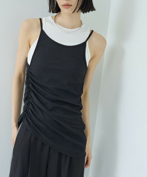 GALLEST / ギャレスト カットソー | シャーリングレイヤータンク（ブラック(019)）