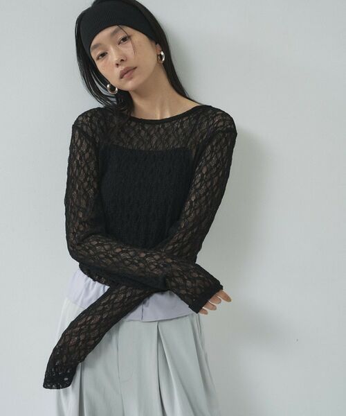 GALLEST / ギャレスト カットソー | 【一部店舗限定】バックオープンレースカットソー（ブラック(019)）