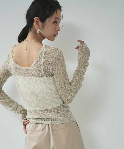 GALLEST / ギャレスト カットソー | 【一部店舗限定】バックオープンレースカットソー（ライトグリーン(020)）