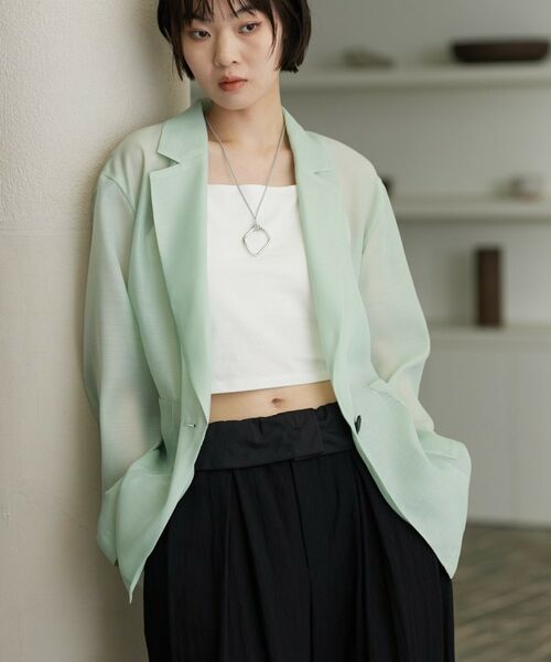 GALLEST / ギャレスト テーラードジャケット | シアーシャツジャケット（ライトグリーン(020)）