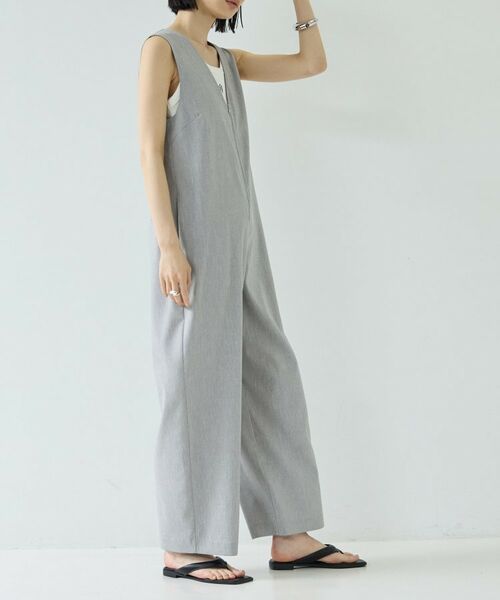 GALLEST / ギャレスト サロペット・オールインワン | リネン混シアーサロペット（チャコールグレー(913)）