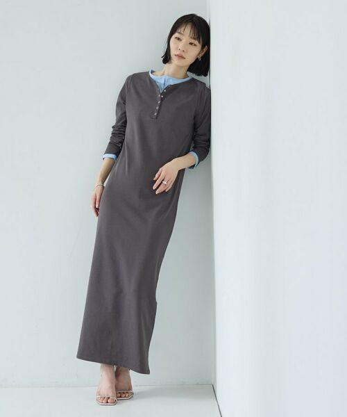 GALLEST / ギャレスト ロング・マキシ丈ワンピース | 【一部店舗限定】バイカラーヘンリーネックワンピース | 詳細5