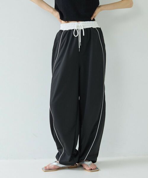 GALLEST / ギャレスト パンツ | 【一部店舗限定】パイピング裏毛ワイドパンツ（ブラック(519)）
