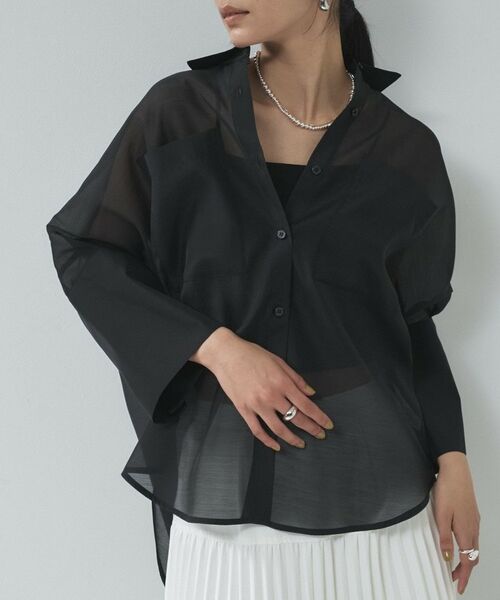 GALLEST / ギャレスト シャツ・ブラウス | シアーコクーンブラウス（ブラック(019)）