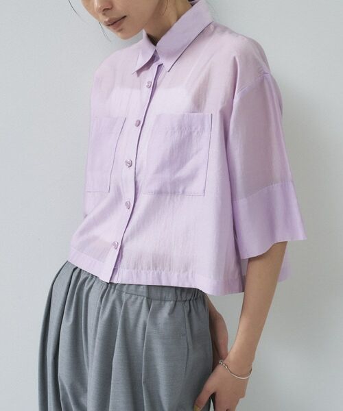 GALLEST / ギャレスト シャツ・ブラウス | ボックスシルエットシアーシャツ（ラベンダー(080)）