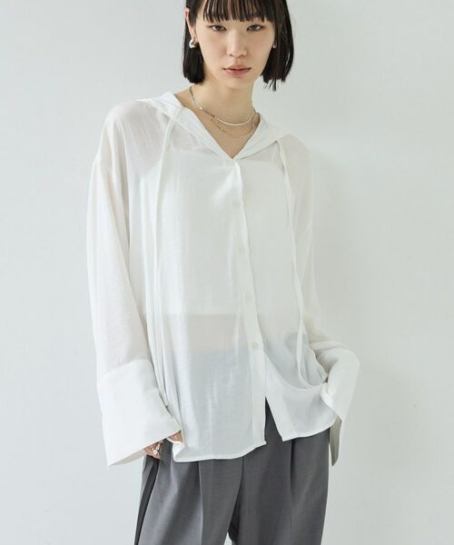 GALLEST / ギャレスト シャツ・ブラウス | 【一部店舗限定】シアーフードオーバーシャツ（オフホワイト(003)）