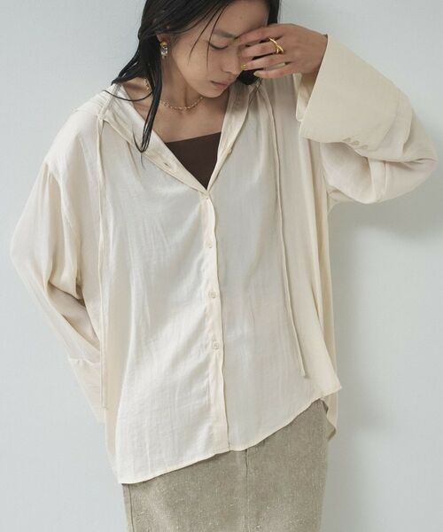 GALLEST / ギャレスト シャツ・ブラウス | 【一部店舗限定】シアーフードオーバーシャツ（グレージュ(050)）